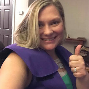 Photo of Caroline, SmartVest user with cystic fibrosis.