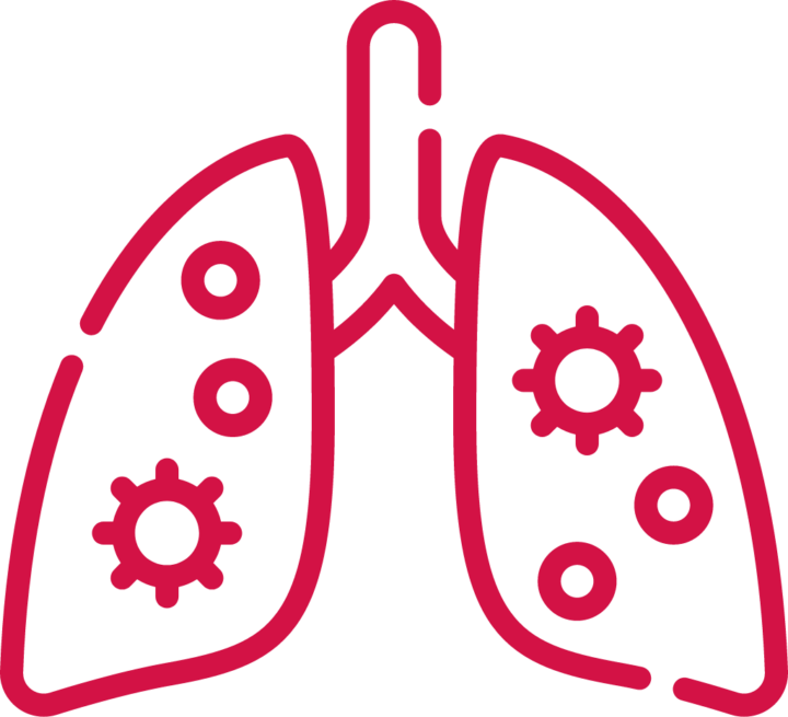 Graphic icon of lung infection.