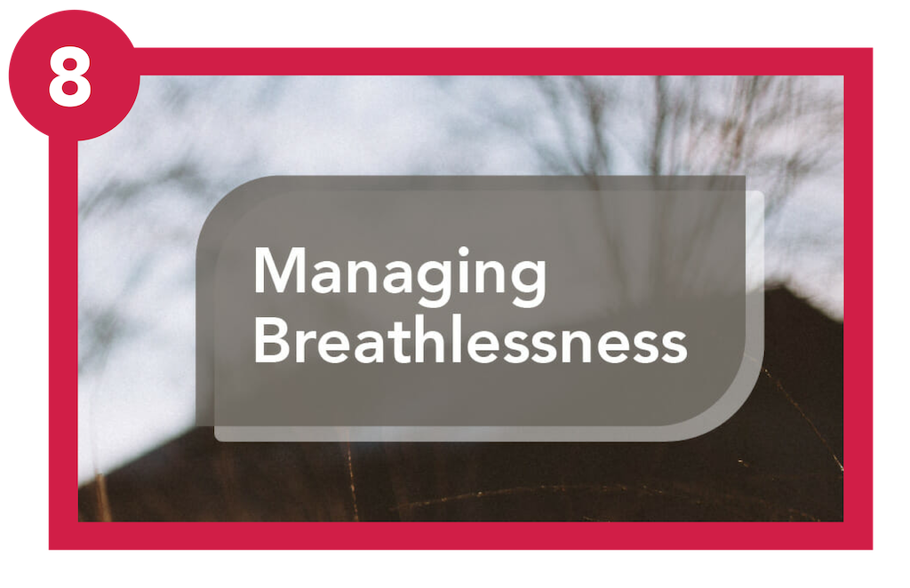 Graphic banner with title "managing breathlessness."