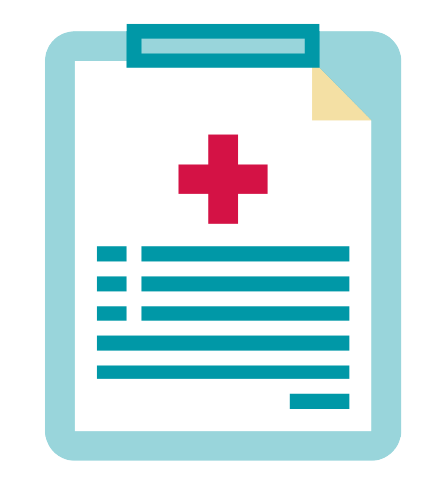 Graphic icon of medical clipboard