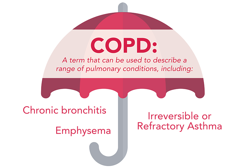Graphic Icon of COPD as an umbrella term for and its other conditions