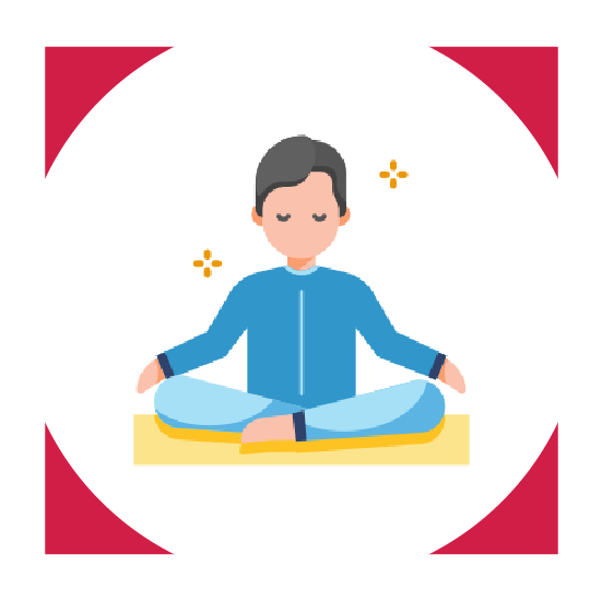 Graphic icon of person in yoga pose.