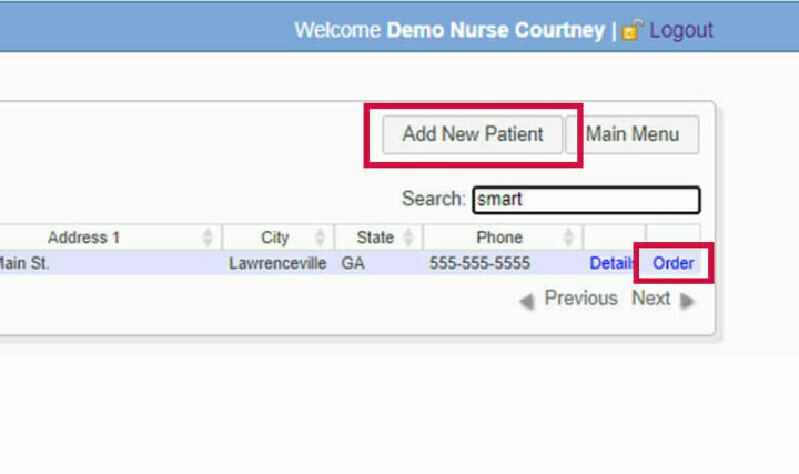 Add new patient button on GoScripts