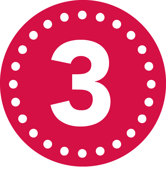 Graphic icon of the number three.