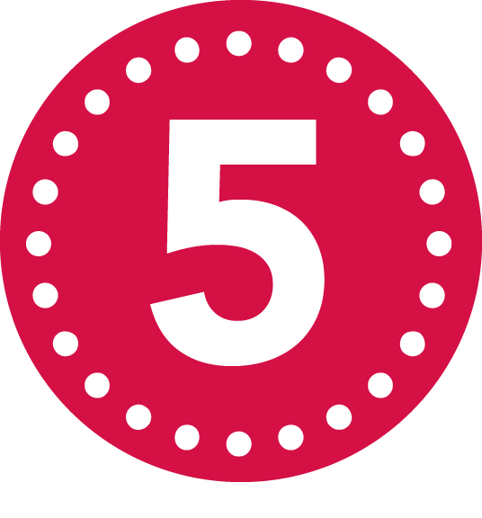 Graphic icon of the number five.