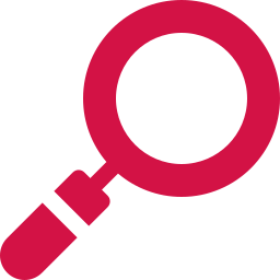 Graphic icon of magnifying glass.