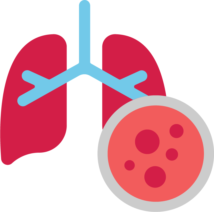 Graphic icon of lungs with infection.